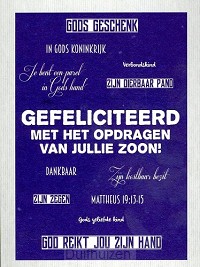 Kaart gefeliciteerd opdragen zoon
