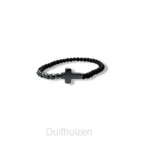 Kralenarmband kruisje  zwart