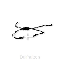 Touwarmband kruisje  zwart