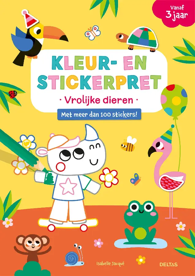 Kleur- en stickerpret vrolijke dieren / vanaf 3 jaar