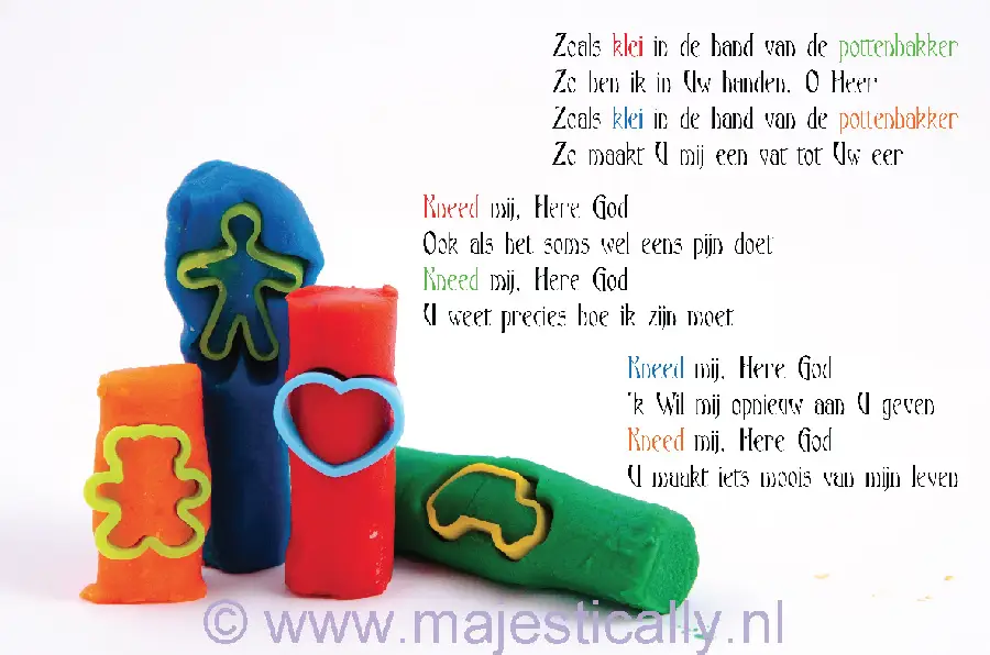 Kinderkaart zoals klei in de hand van de