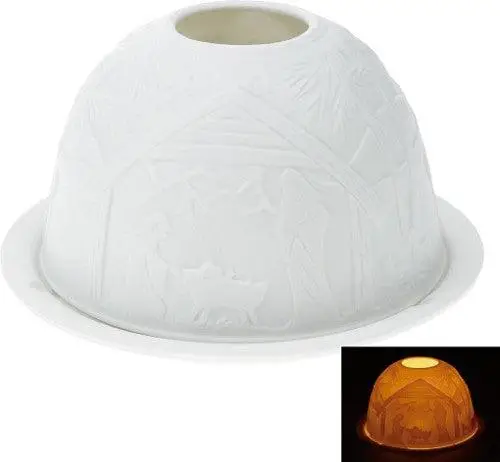 Sfeerlicht  Kerststal Wit Porselein 12x8