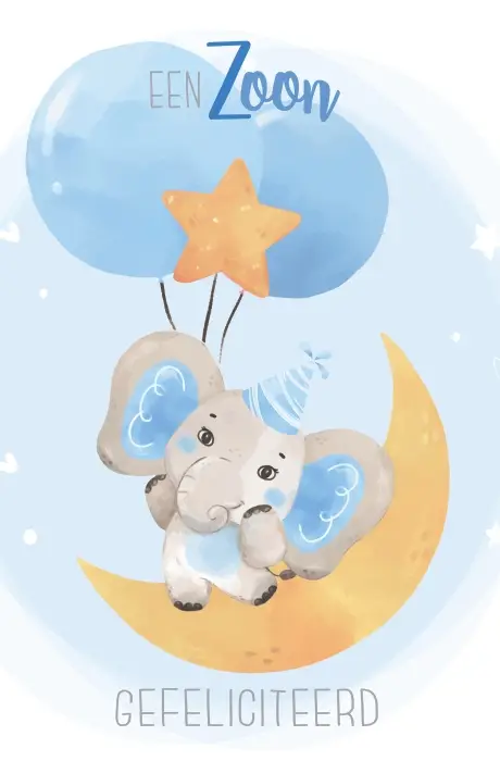 Wenskaart geboorte zoon met sok