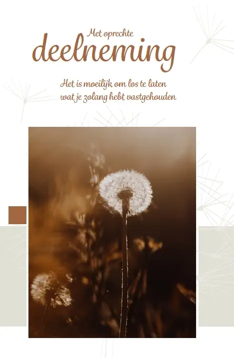 Wenskaart gecondoleerd