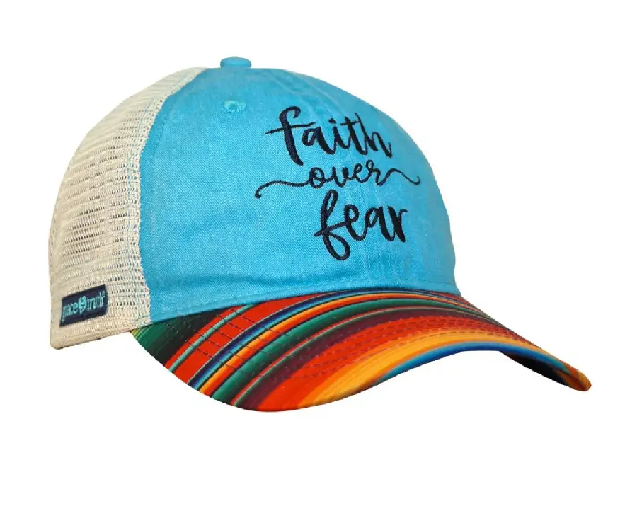 Baseball Cap Faith over fear stripes
