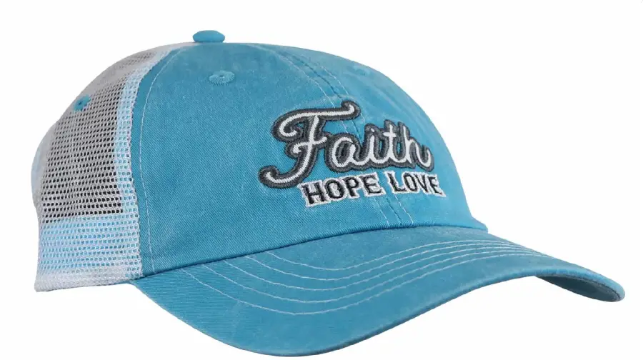 Baseball Cap Faith Hope Love Blue