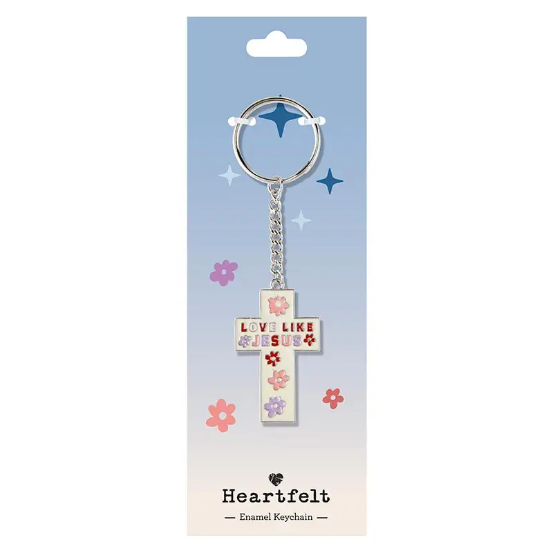 Keyring Cross love like Jesus White