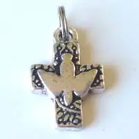 Bedel kruis/duif zilverkleur 2x