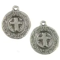 Bedel munt/kruis zilverkleur 2x