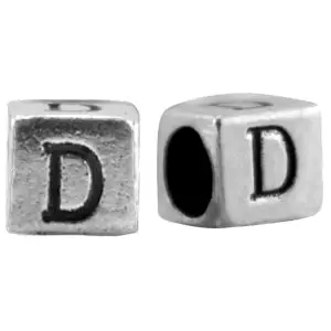 Letterkraal d zilverkleur 2x