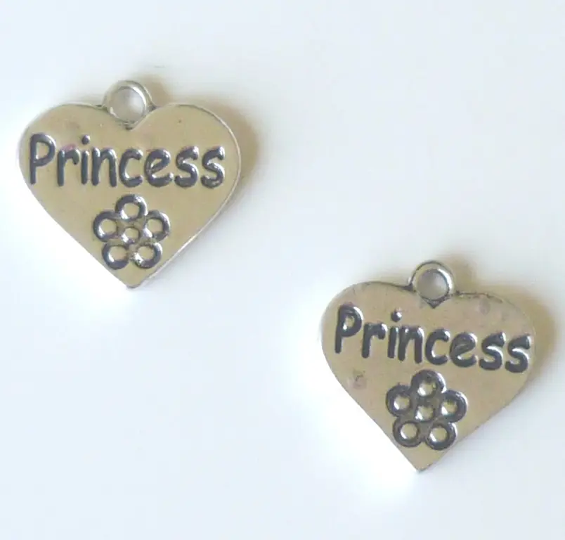 Bedel hart prinsess zilverkleur 2x