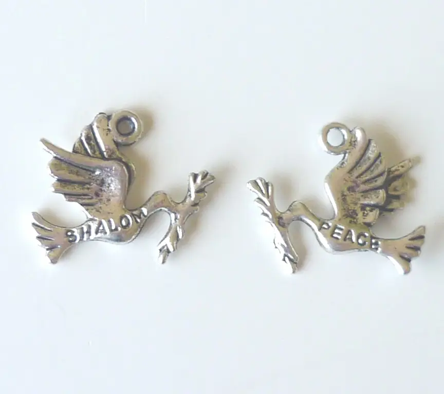 Bedel duif met peace, shalom 2x