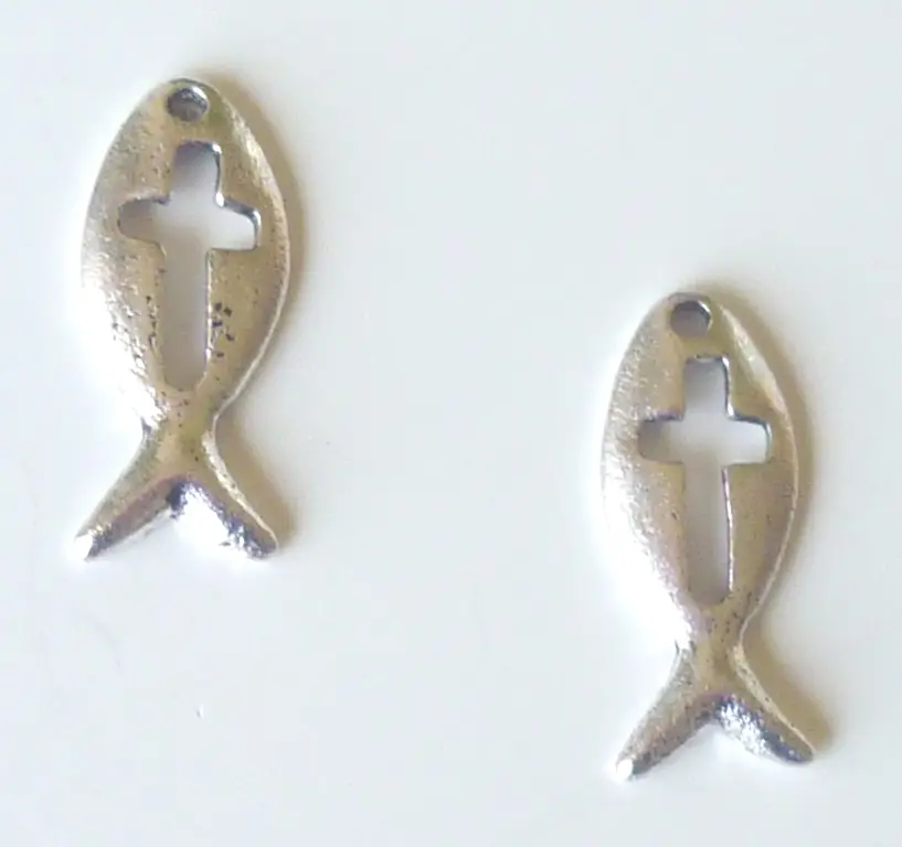 Bedel ichthus met kruisje 2x