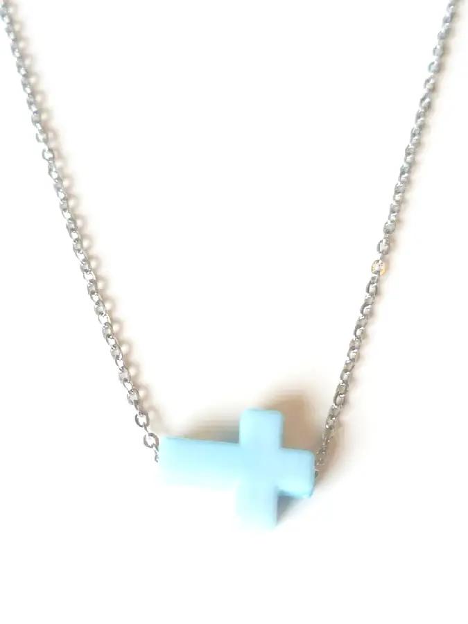 Rvs schakelketting kruis l-blue