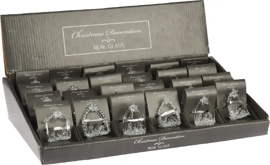Display 24 assorted Glass Hanging Deco