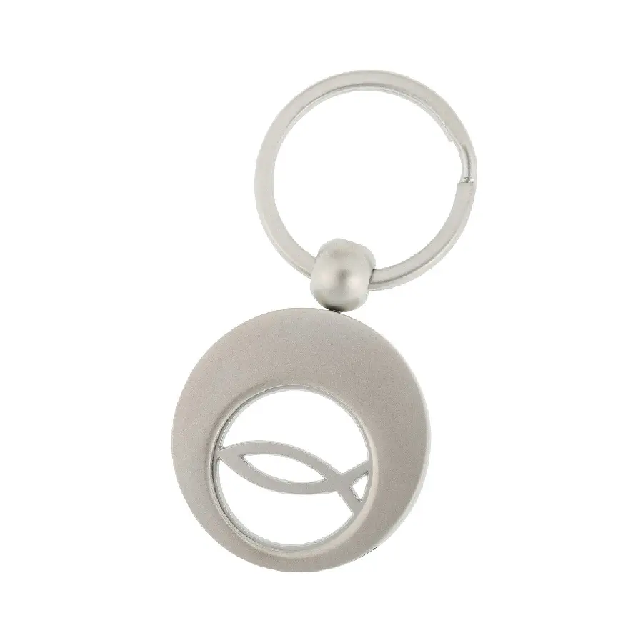 Sleutelhanger winkelwagenmunt vis metaal